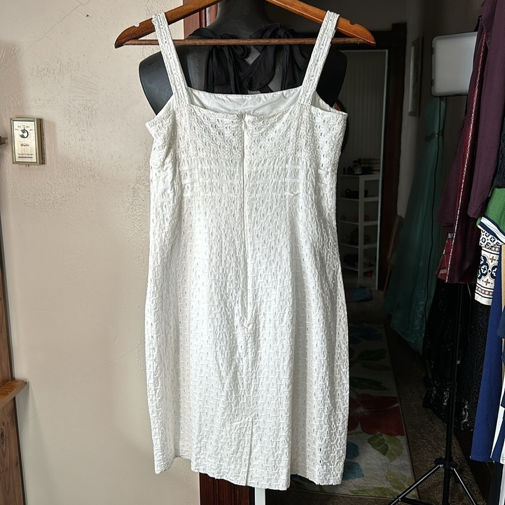 Ann Taylor Eyelet Dress White Sleeveless - Picture 3 of 5